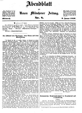 Neue Münchener Zeitung. Morgenblatt (Süddeutsche Presse) Mittwoch 9. Januar 1856