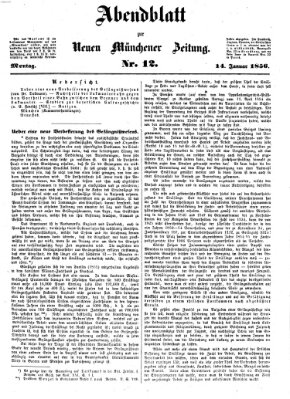 Neue Münchener Zeitung. Morgenblatt (Süddeutsche Presse) Montag 14. Januar 1856