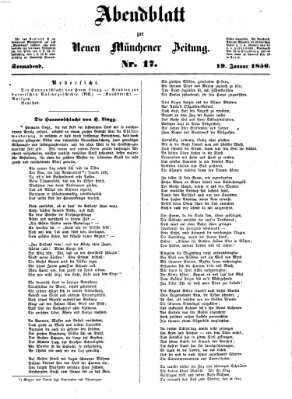 Neue Münchener Zeitung. Morgenblatt (Süddeutsche Presse) Samstag 19. Januar 1856