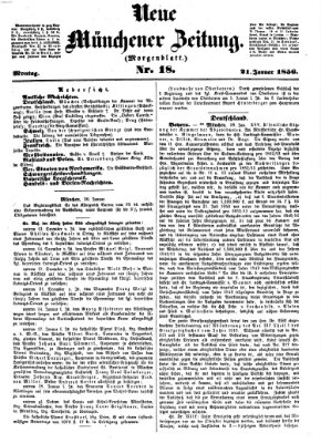 Neue Münchener Zeitung. Morgenblatt (Süddeutsche Presse) Montag 21. Januar 1856