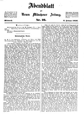 Neue Münchener Zeitung. Morgenblatt (Süddeutsche Presse) Mittwoch 6. Februar 1856