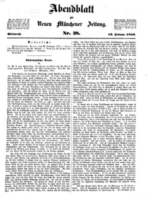 Neue Münchener Zeitung. Morgenblatt (Süddeutsche Presse) Mittwoch 13. Februar 1856