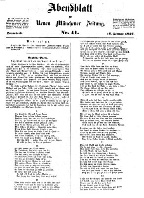 Neue Münchener Zeitung. Morgenblatt (Süddeutsche Presse) Samstag 16. Februar 1856