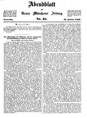 Neue Münchener Zeitung. Morgenblatt (Süddeutsche Presse) Donnerstag 21. Februar 1856