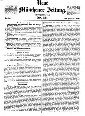 Neue Münchener Zeitung. Morgenblatt (Süddeutsche Presse) Freitag 29. Februar 1856