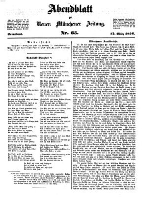 Neue Münchener Zeitung. Morgenblatt (Süddeutsche Presse) Samstag 15. März 1856