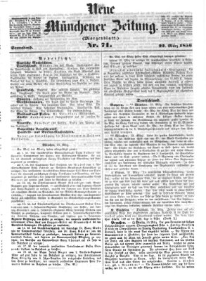 Neue Münchener Zeitung. Morgenblatt (Süddeutsche Presse) Samstag 22. März 1856