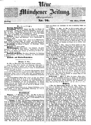 Neue Münchener Zeitung. Morgenblatt (Süddeutsche Presse) Freitag 28. März 1856