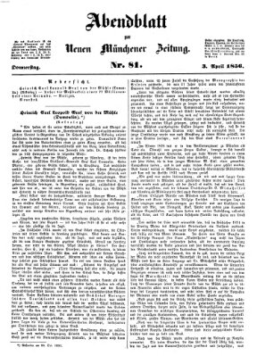 Neue Münchener Zeitung. Morgenblatt (Süddeutsche Presse) Donnerstag 3. April 1856