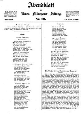 Neue Münchener Zeitung. Morgenblatt (Süddeutsche Presse) Samstag 12. April 1856