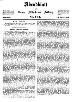 Neue Münchener Zeitung. Morgenblatt (Süddeutsche Presse) Samstag 26. April 1856