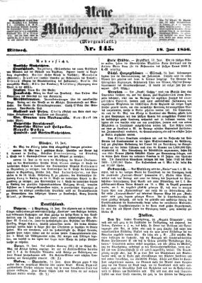 Neue Münchener Zeitung. Morgenblatt (Süddeutsche Presse) Mittwoch 18. Juni 1856