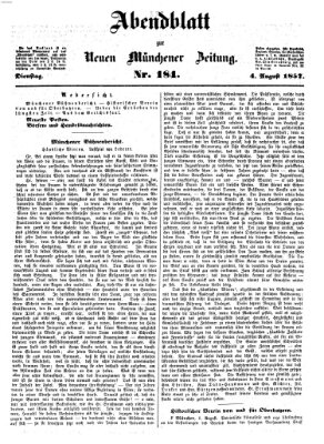 Neue Münchener Zeitung. Morgenblatt (Süddeutsche Presse) Dienstag 4. August 1857