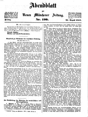 Neue Münchener Zeitung. Morgenblatt (Süddeutsche Presse) Freitag 21. August 1857