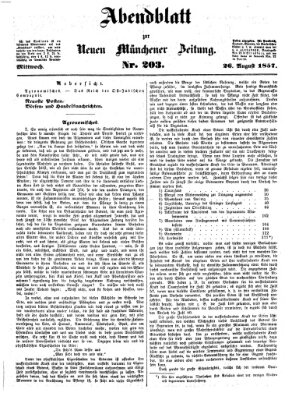 Neue Münchener Zeitung. Morgenblatt (Süddeutsche Presse) Mittwoch 26. August 1857