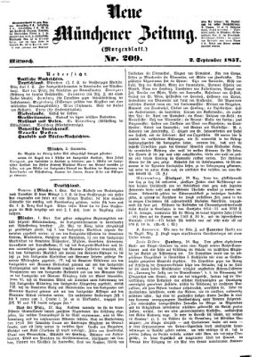 Neue Münchener Zeitung. Morgenblatt (Süddeutsche Presse) Mittwoch 2. September 1857