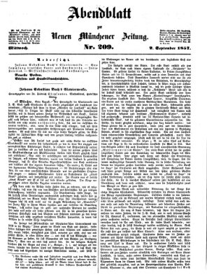 Neue Münchener Zeitung. Morgenblatt (Süddeutsche Presse) Mittwoch 2. September 1857