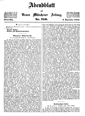 Neue Münchener Zeitung. Morgenblatt (Süddeutsche Presse) Donnerstag 3. September 1857