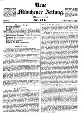 Neue Münchener Zeitung. Morgenblatt (Süddeutsche Presse) Freitag 4. September 1857