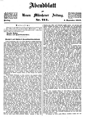 Neue Münchener Zeitung. Morgenblatt (Süddeutsche Presse) Freitag 4. September 1857