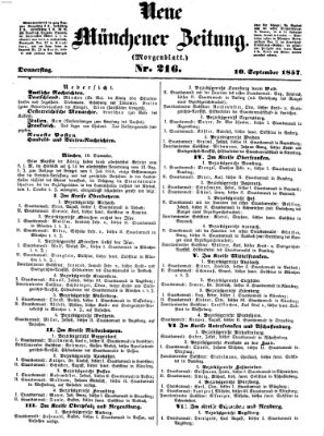 Neue Münchener Zeitung. Morgenblatt (Süddeutsche Presse) Donnerstag 10. September 1857