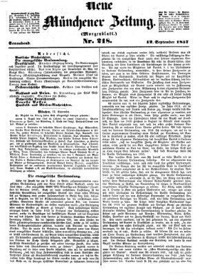 Neue Münchener Zeitung. Morgenblatt (Süddeutsche Presse) Samstag 12. September 1857