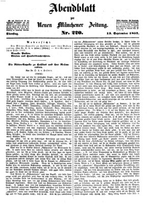 Neue Münchener Zeitung. Morgenblatt (Süddeutsche Presse) Dienstag 15. September 1857