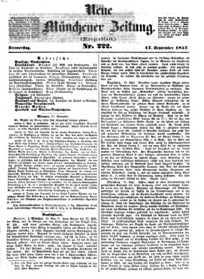 Neue Münchener Zeitung. Morgenblatt (Süddeutsche Presse) Donnerstag 17. September 1857