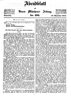 Neue Münchener Zeitung. Morgenblatt (Süddeutsche Presse) Donnerstag 17. September 1857