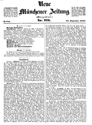 Neue Münchener Zeitung. Morgenblatt (Süddeutsche Presse) Freitag 18. September 1857