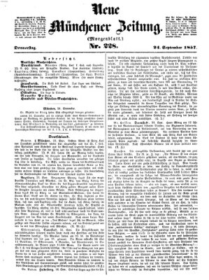 Neue Münchener Zeitung. Morgenblatt (Süddeutsche Presse) Donnerstag 24. September 1857