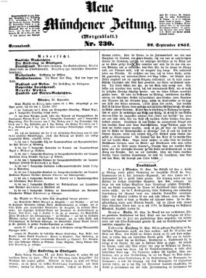 Neue Münchener Zeitung. Morgenblatt (Süddeutsche Presse) Samstag 26. September 1857