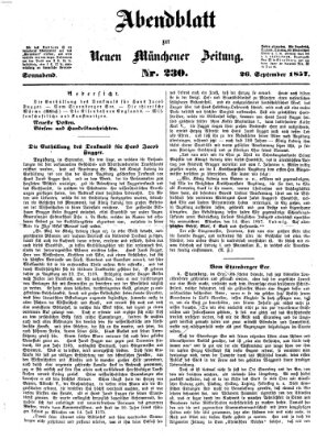 Neue Münchener Zeitung. Morgenblatt (Süddeutsche Presse) Samstag 26. September 1857