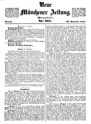 Neue Münchener Zeitung. Morgenblatt (Süddeutsche Presse) Montag 28. September 1857