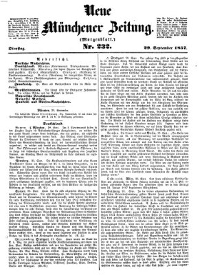 Neue Münchener Zeitung. Morgenblatt (Süddeutsche Presse) Dienstag 29. September 1857