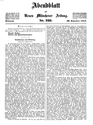 Neue Münchener Zeitung. Morgenblatt (Süddeutsche Presse) Mittwoch 30. September 1857