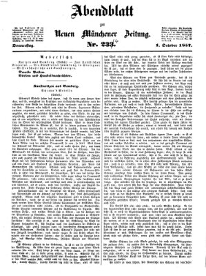 Neue Münchener Zeitung. Morgenblatt (Süddeutsche Presse) Donnerstag 1. Oktober 1857