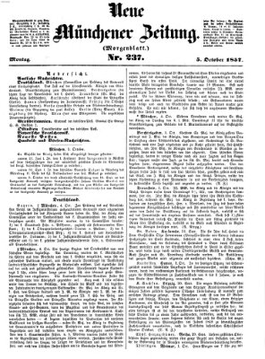 Neue Münchener Zeitung. Morgenblatt (Süddeutsche Presse) Montag 5. Oktober 1857