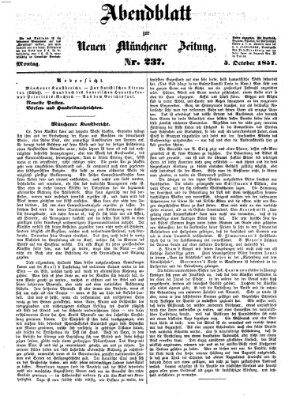 Neue Münchener Zeitung. Morgenblatt (Süddeutsche Presse) Montag 5. Oktober 1857