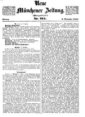 Neue Münchener Zeitung. Morgenblatt (Süddeutsche Presse) Montag 2. November 1857