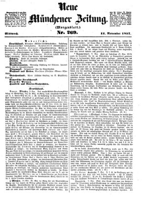 Neue Münchener Zeitung. Morgenblatt (Süddeutsche Presse) Mittwoch 11. November 1857