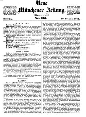 Neue Münchener Zeitung. Morgenblatt (Süddeutsche Presse) Donnerstag 12. November 1857