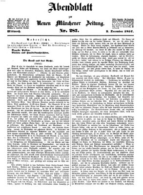 Neue Münchener Zeitung. Morgenblatt (Süddeutsche Presse) Mittwoch 2. Dezember 1857