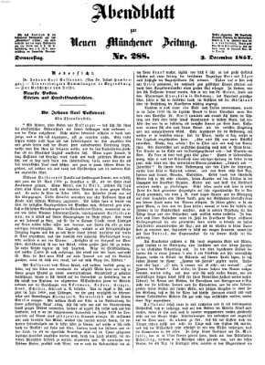 Neue Münchener Zeitung. Morgenblatt (Süddeutsche Presse) Donnerstag 3. Dezember 1857