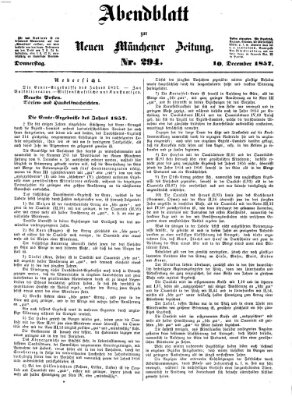 Neue Münchener Zeitung. Morgenblatt (Süddeutsche Presse) Donnerstag 10. Dezember 1857