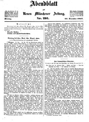 Neue Münchener Zeitung. Morgenblatt (Süddeutsche Presse) Montag 14. Dezember 1857