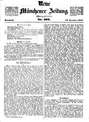 Neue Münchener Zeitung. Morgenblatt (Süddeutsche Presse) Samstag 19. Dezember 1857