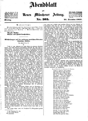 Neue Münchener Zeitung. Morgenblatt (Süddeutsche Presse) Montag 21. Dezember 1857