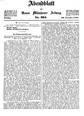 Neue Münchener Zeitung. Morgenblatt (Süddeutsche Presse) Dienstag 22. Dezember 1857