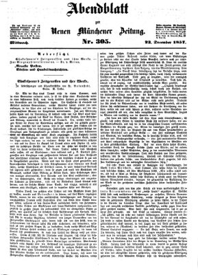 Neue Münchener Zeitung. Morgenblatt (Süddeutsche Presse) Mittwoch 23. Dezember 1857